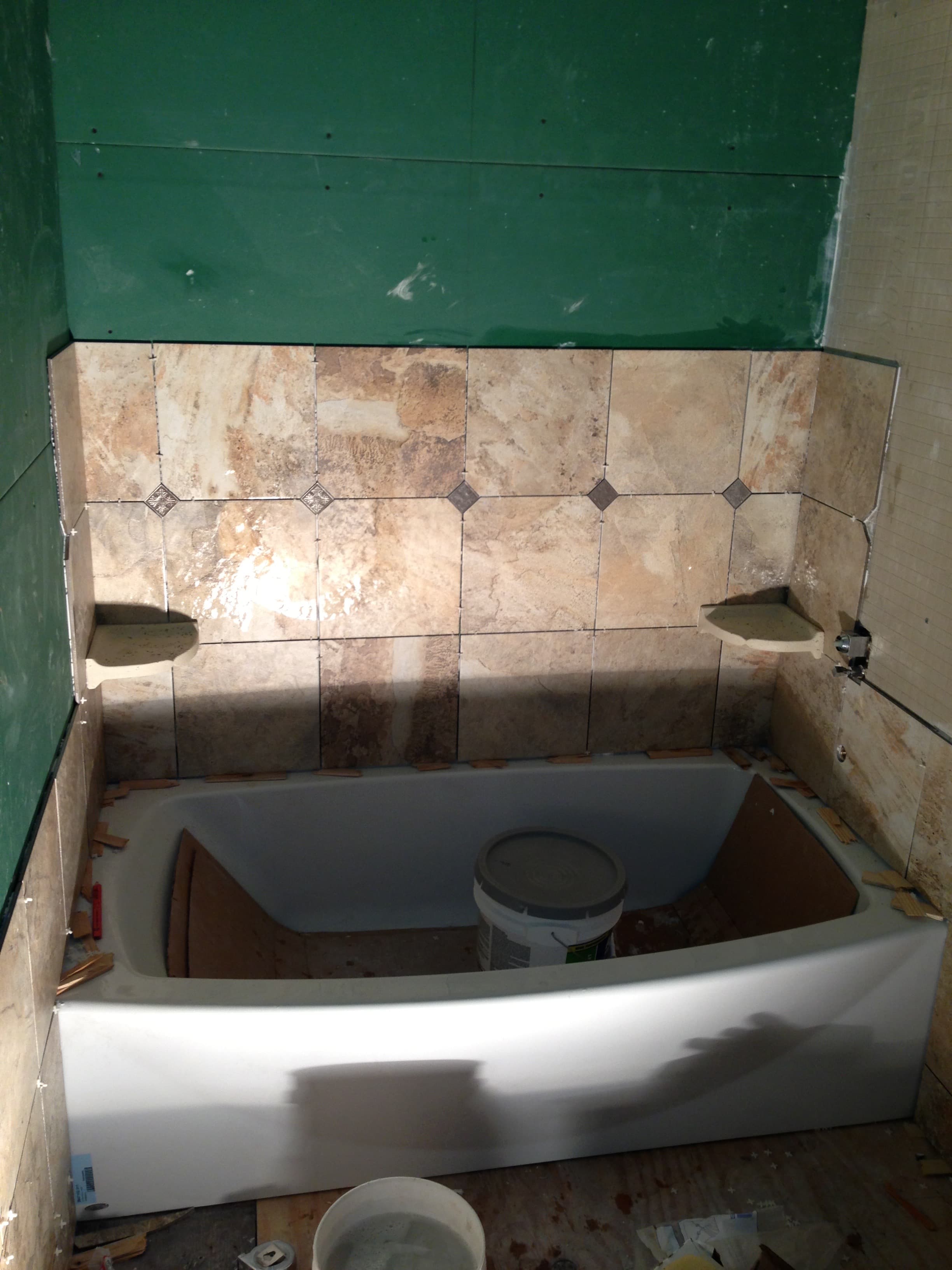 Bathroom tub surround tile installation with waterproofing in Maryland by Atlantic Construction