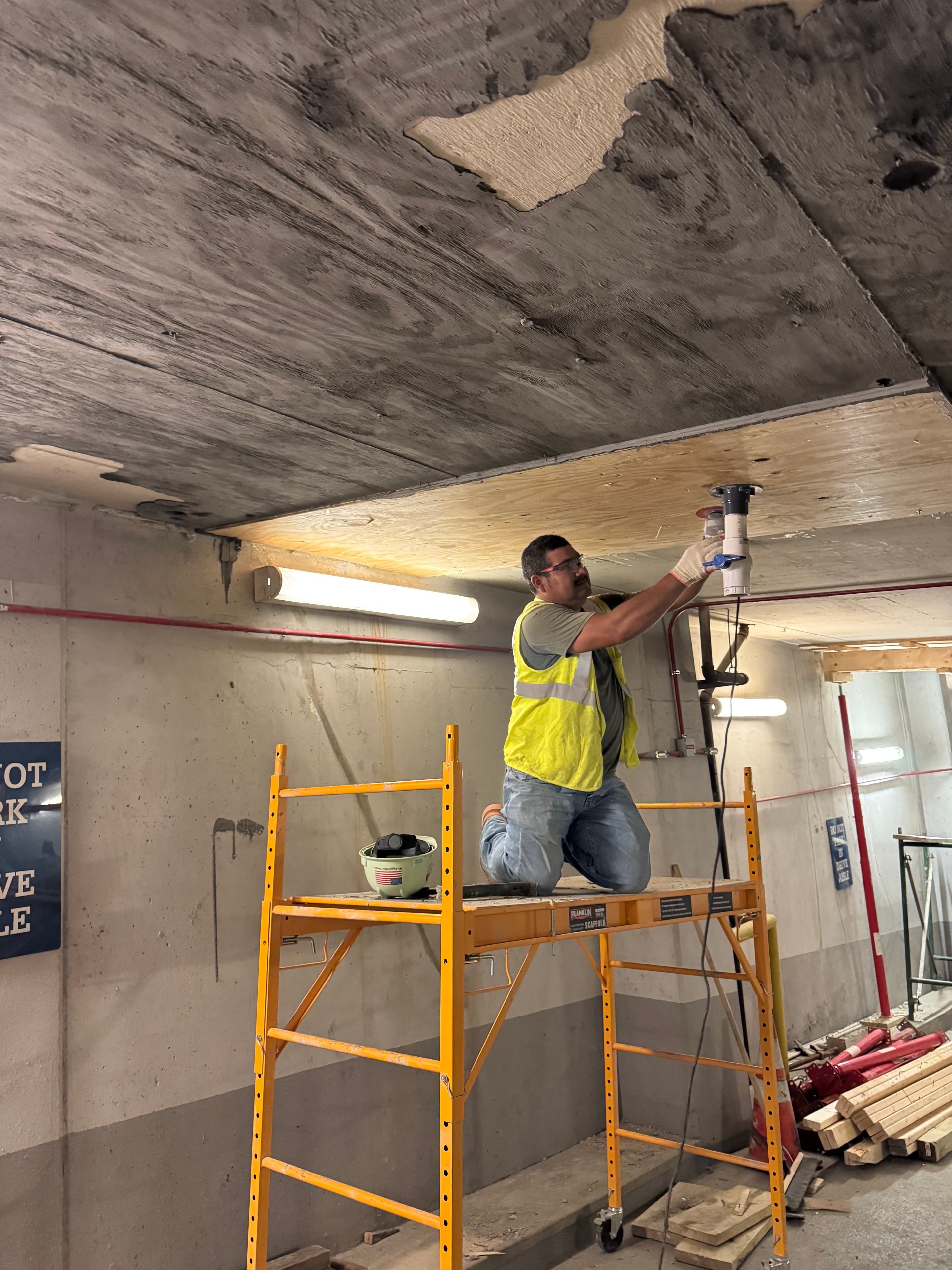 Commercial parking garage ceiling repair and restoration in DC by Atlantic Construction