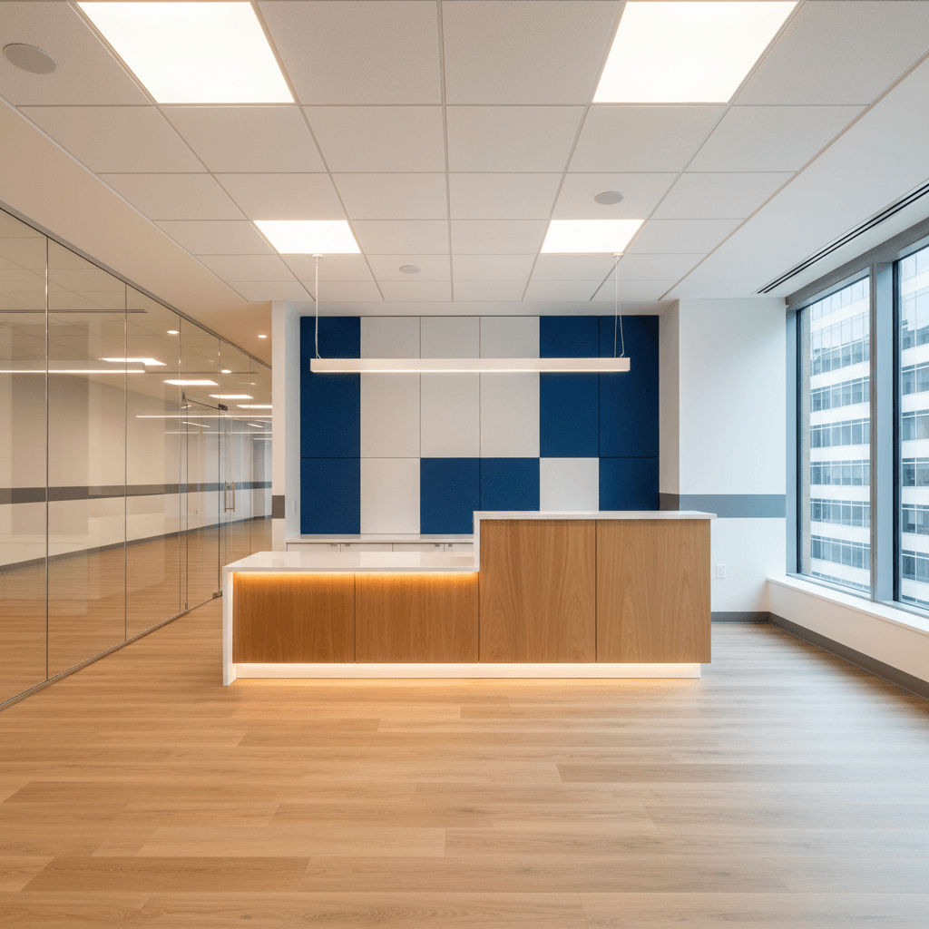 Modern commercial office renovation with custom build-out in DC by Atlantic Construction