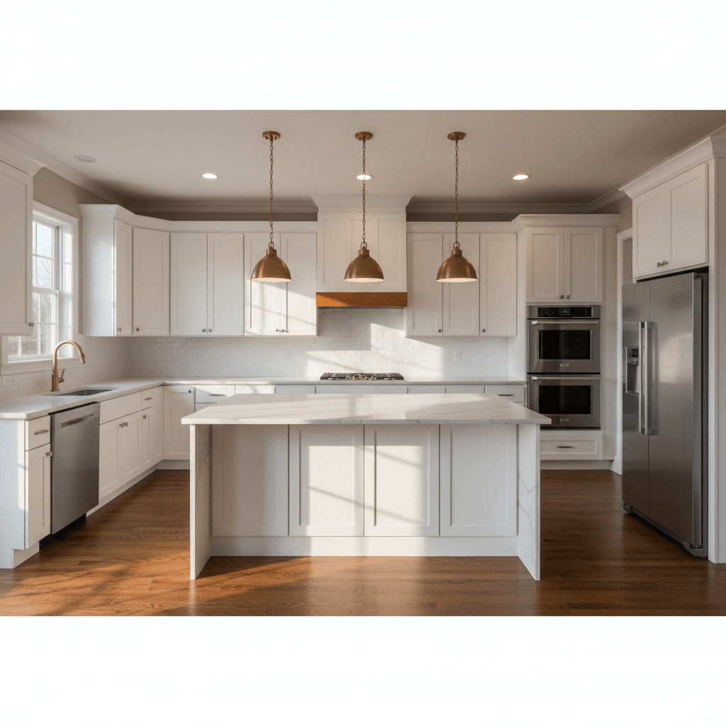 Luxury residential kitchen renovation with custom cabinets in Maryland by Atlantic Construction