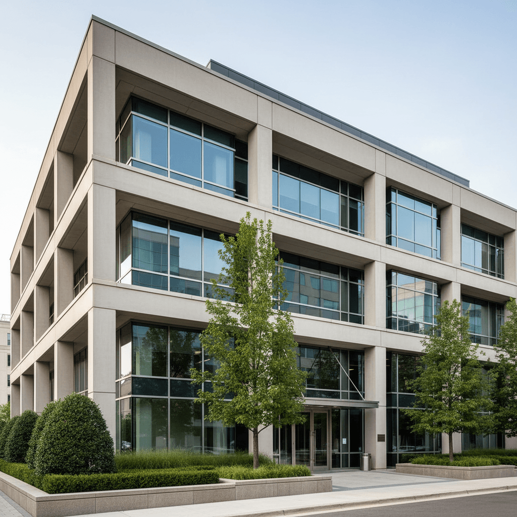 Modern commercial building with structural concrete and professional construction in DC metropolitan area